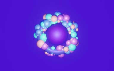 Abstract background multicolor bubbles flying in space 3d render