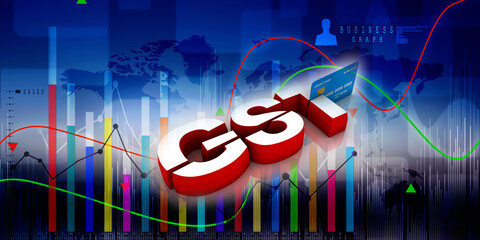 3d rendering  credit or debit card with GST