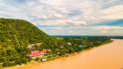 Wat Sing District, Chai Nat. June 04, 2022.. Wat Thamma Mun.  Temple Thammamun temple is adjacent to the river on a hill. Have 576 stairs upto the mountain.