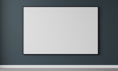 Blank picture frame mockup in modern interior living room, minimal style. 3D rener illustration.