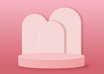 stage podium on pink background vector illustration. 