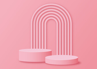 stage podium on pink background vector illustration. 