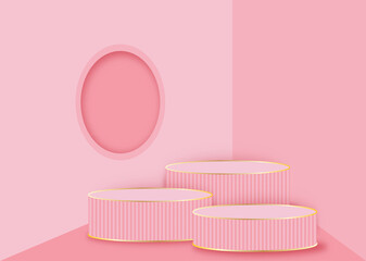 stage podium on pink background vector illustration. 