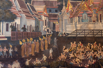 Phra Nakhon, Bangkok . June 11, 2022.  Wat Ratchapradit Sathitmahasimaram Rajawarawiharn .  Marble tiles, gilded teak & vivid mosaics at a grand 19th-century temple & royal monastery complex.