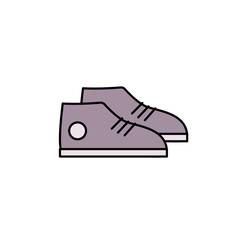 Pair of sneakers. Linear illustration of shoes isolated on white. Flat vector icon, editable stroke