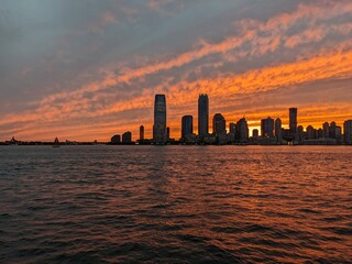 Sunset over Jersey City, Battery Park City, New York, NY - June 2022