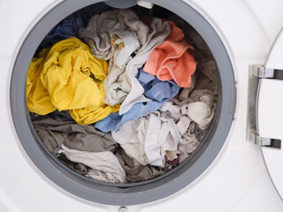 Laundry inside a washing machine