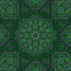 green Abstract kaleidoscope background. Beautiful kaleidoscope seamless pattern.