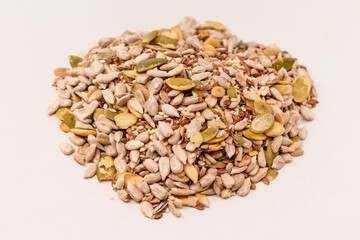 Mix of seeds for a salad. A pile of mixed seeds.
