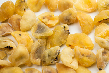 Dried passion fruit isolated on a white background.
