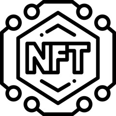 non fungible token line icon