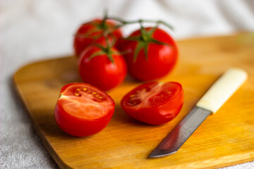 tomatoes on the board kitchen food