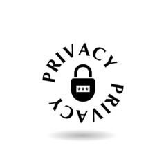 Data privacy and security logo with shadow