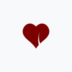 Red heart icon.  Love sign symbol.  White background.