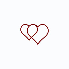 Red heart icon.  Love sign symbol.  White background.