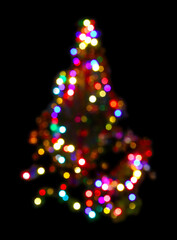 christmas fir with defocused lightings
