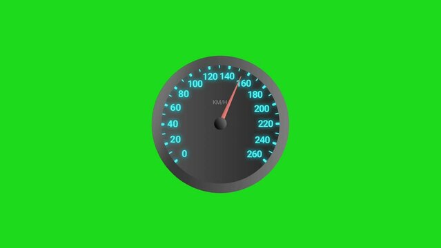 Speedometer motion animation with Changing gear isolated on green screen. 
Speed and gaming concept.