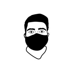 Obraz na płótnie Canvas Face logo icon, vector illustration of man face with mask