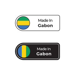 Made in Gabon vector label badge with Gabon flag and text in two different style