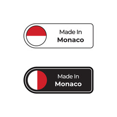 Made in Monaco vector label with Monaco flag and text in two different style