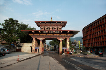 One of the entrance gates to Bhutan from India at Phuentsholing, Bhutan.
