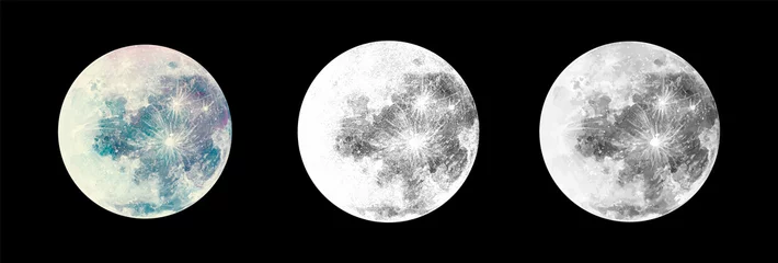 Photo sur Aluminium Pleine lune Dark night sky with full moon illustration