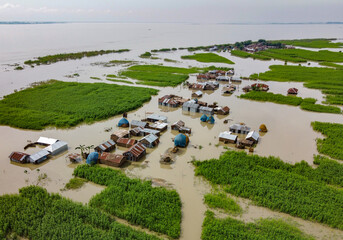 Flood affected village in Northern Bangladesh - obrazy, fototapety, plakaty