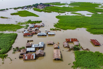 Flood affected village in Northern Bangladesh