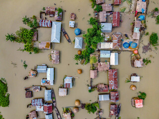 Flood affected village in Northern Bangladesh