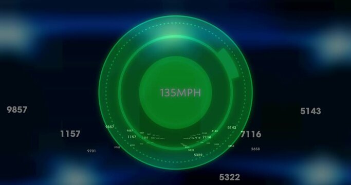 Animation of speedometer over falling numbers