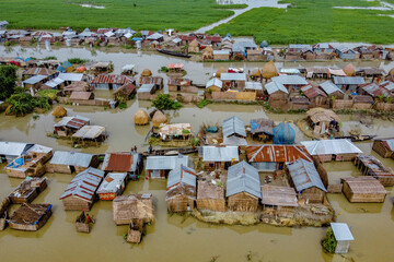 Flood affected village in Northern Bangladesh