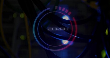 Animation of speedometer over server room - Powered by Adobe