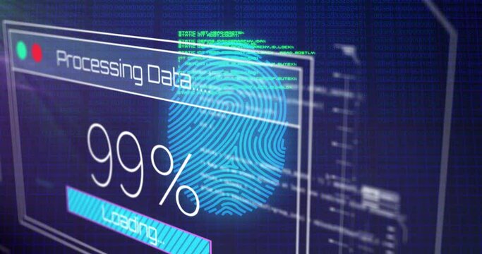 Animation of fingerprint over data processing