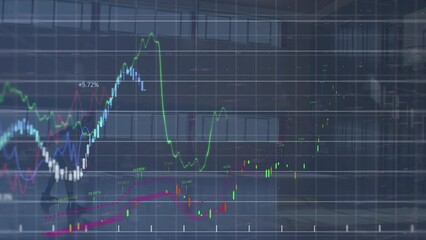 Animation of data processing over male basketball player at gym - Powered by Adobe
