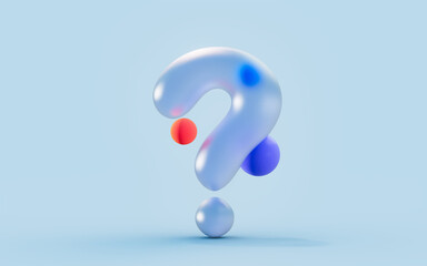 question mark sign 3d illustration for examination paper confusion asking information thinking