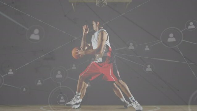Animation of network of connections over diverse basketball players