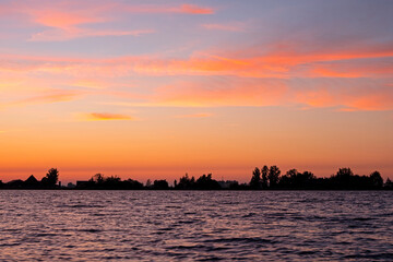 Sunset at the Sneekermeer in Friesland the Netherlands