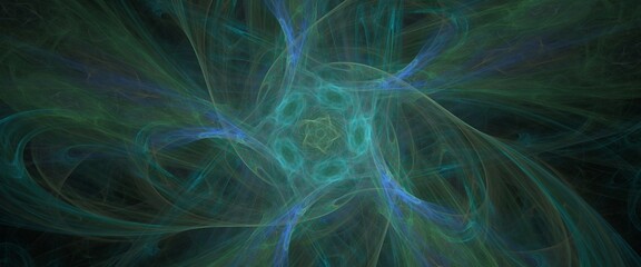 Digital render fractal pattern exquisite widescreen flowing energetic lines in radial symmetry