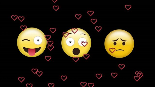 Animation of emoji icons over black background
