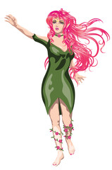 Fairy girl with long pink hair