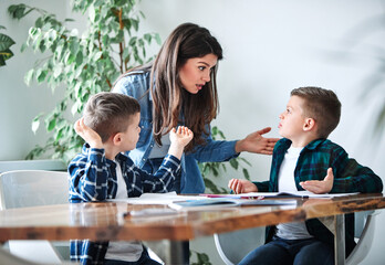 homework teaching education mother children son familiy childhood child teacher classroom