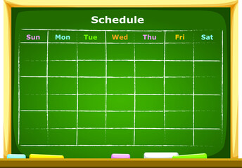 School schedule on the blackboard - vector illustration