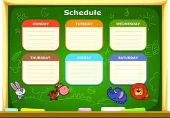 School schedule on the blackboard - vector illustration