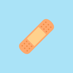 Plaster cartoon vector. Plaster on blue background.