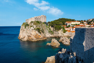 Fototapeta na wymiar Adriatic Sea and Fort Lovrijenac Dubrovnik
