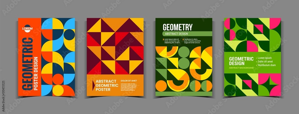 Poster abstract geometric posters. minimal design pattern background with graphic texture and modern lines 