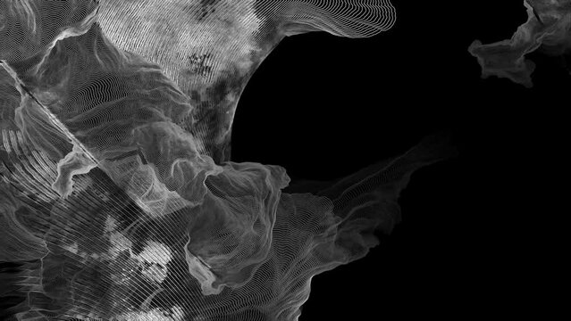 Animated topographical design on a black background.
