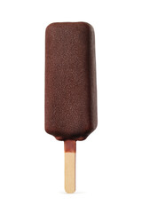 Chocolate popsicle ice cream bar isolated on white.