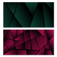 Abstract polygonal pattern. Set of two dark gradient polygonal backgrounds. Background design, cover, postcard, banner, wallpaper