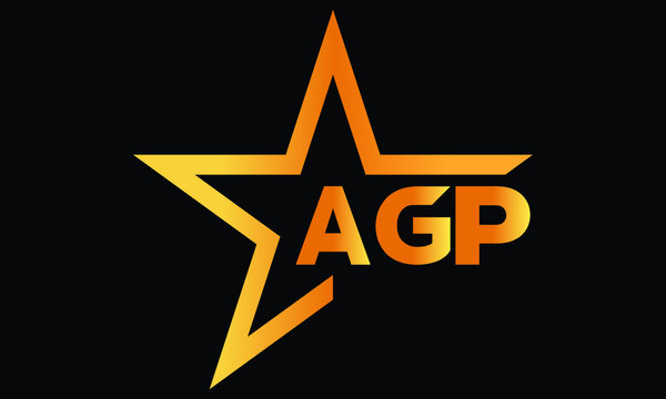 AGP golden luxury star icon three letter logo design vector template. royal logo | luxury logo | jewelry logo | premium logo | iconic logo | Victoria logo |